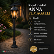 Stalp De Gradina 1M cu Felinar Anna Fumagalli Black Italia, Garantie Lifetime