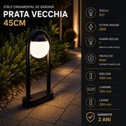 Stalp Ornamental de Gradina LED 28W PRATA VECCHIA 45CM 98732