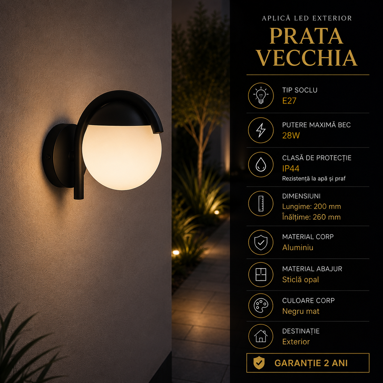 Aplica LED Exterior 28W PRATA VECCHIA 98731