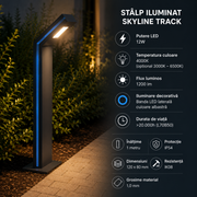 Stalpisor Iluminat Skyline Track 12W CCT + Lumina Albastra – 1M