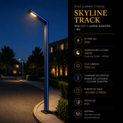 Stalp Iluminat Stradal Skyline Track 30W CCT + Lumina Albastra – 4M