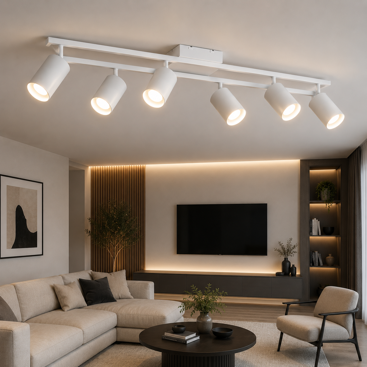 Lustra SCANDINAV White cu Spoturi Reglabile 6xGU10 Premium 75cm