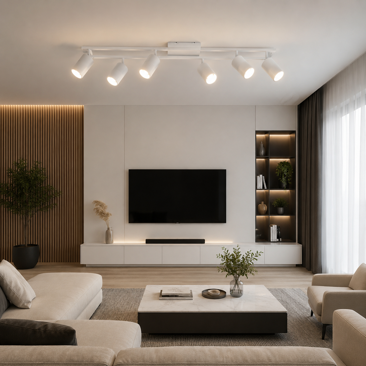 Lustra SCANDINAV White cu Spoturi Reglabile 6xGU10 Premium 75cm