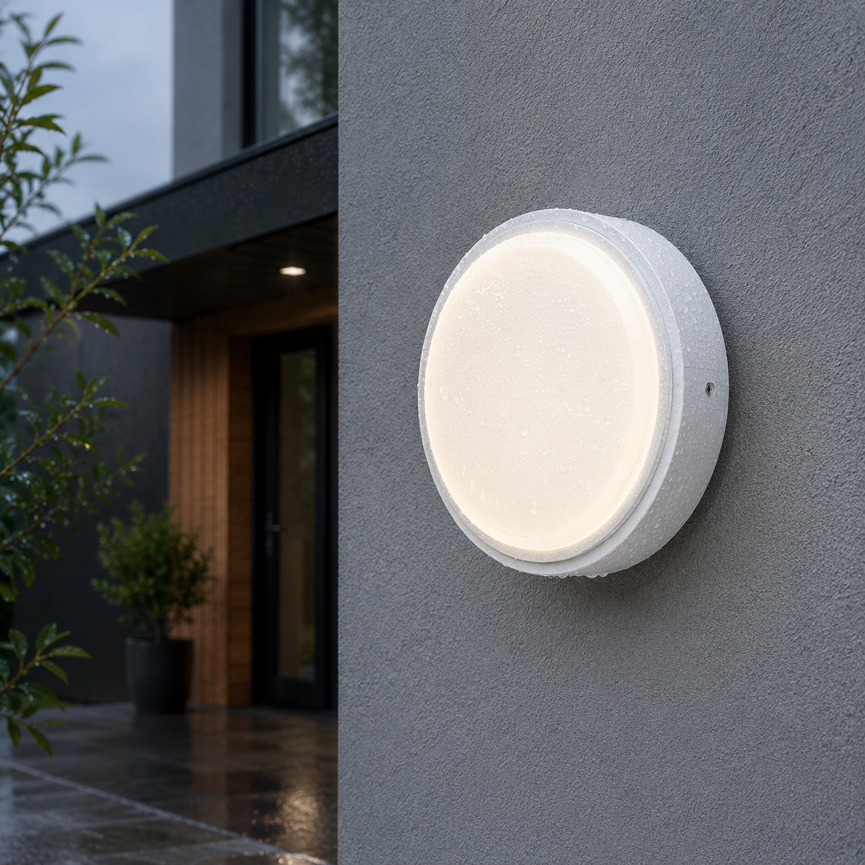 Plafoniera LED White Bulkhead 18W, 22cm, IP65, CCT, 2020lm cu Senzor
