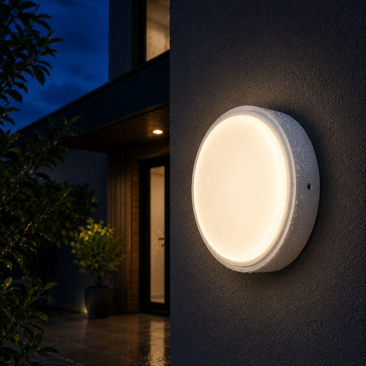 Plafoniera LED White Bulkhead 18W, 22cm, IP65, CCT, 2020lm cu Senzor