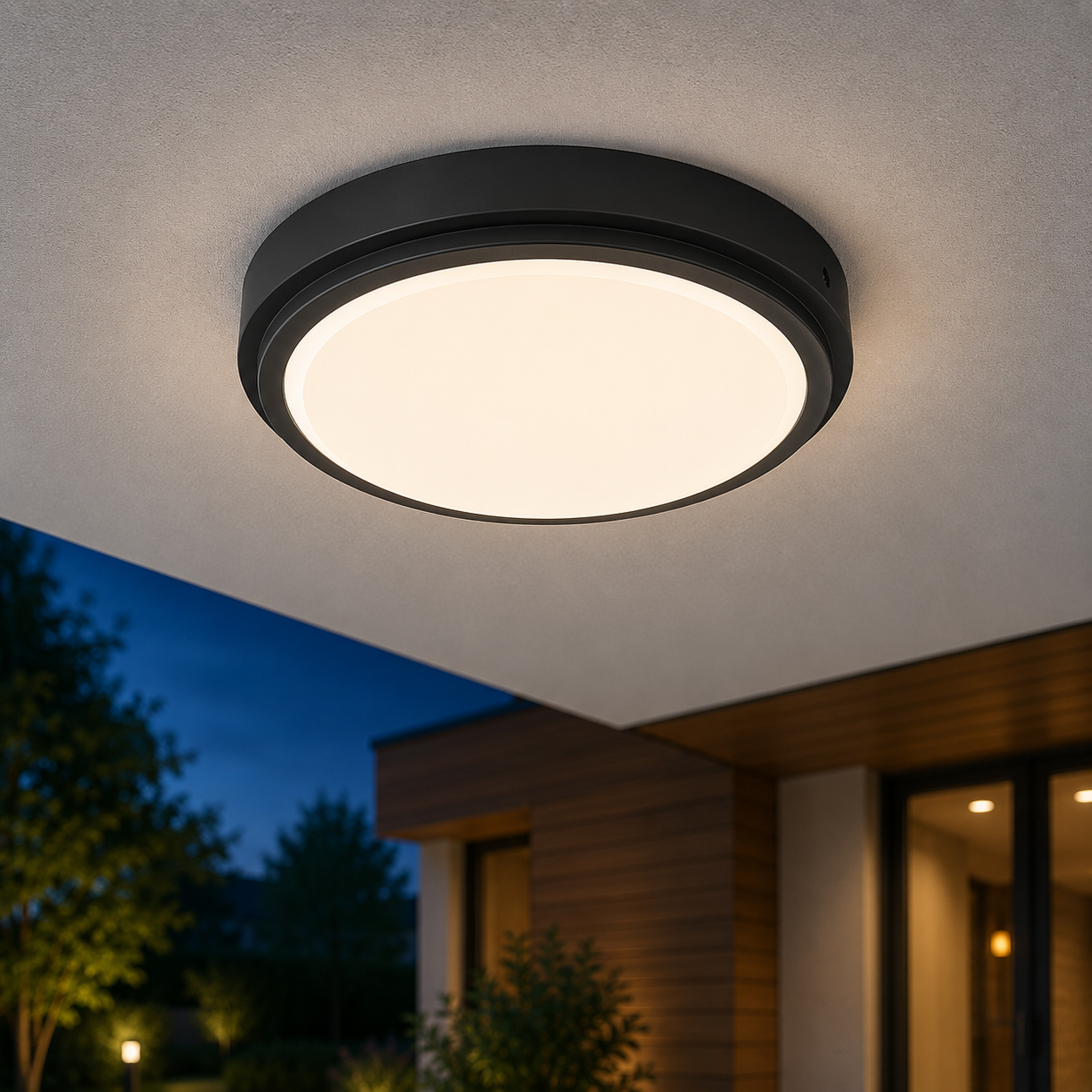 Plafoniera LED Black Bulkhead 18W, 22cm, IP65, CCT, 2020lm cu Senzor