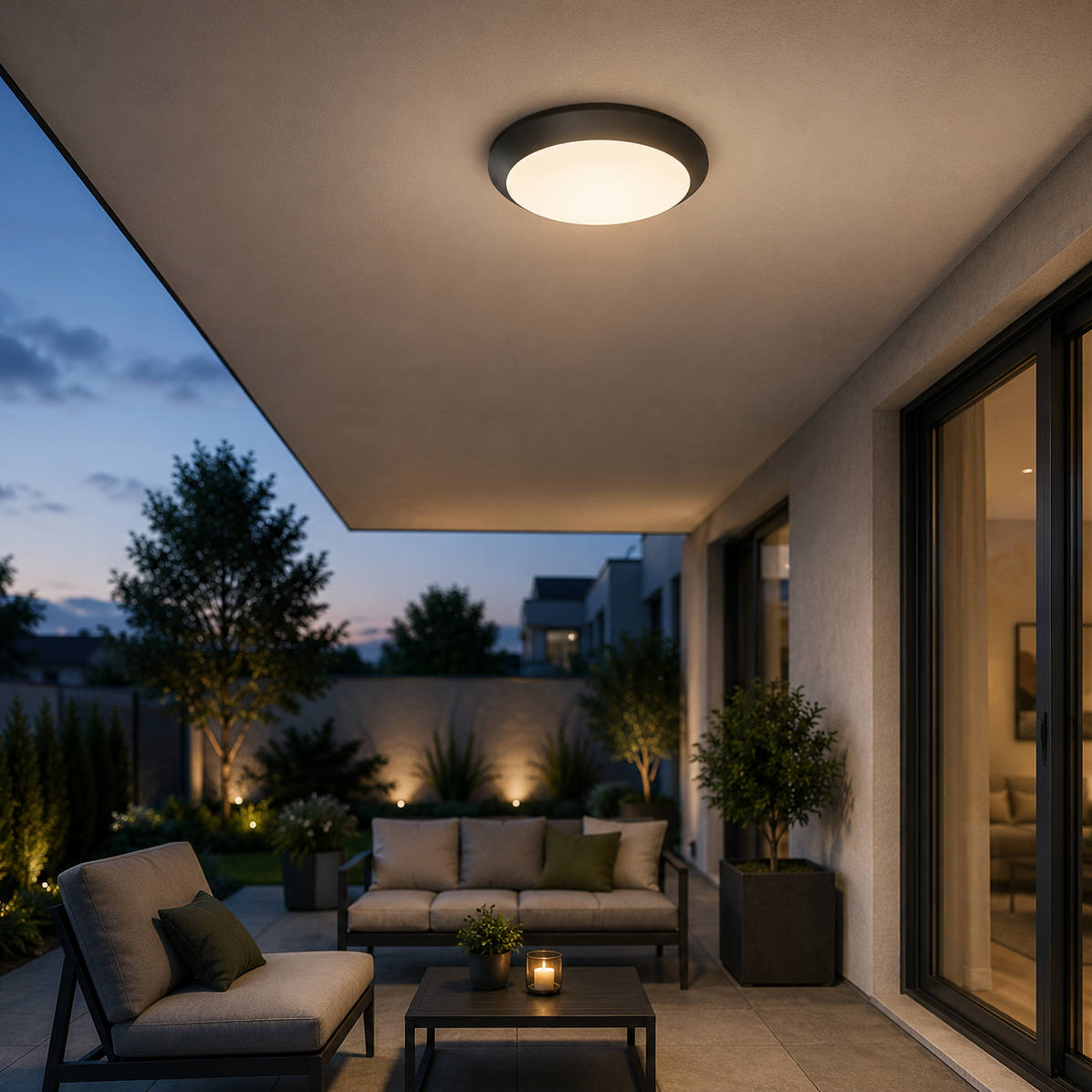 Plafoniera Exterior 1xE27 NAPOLI IP65 Black cu Senzor 5 Ani Garantie