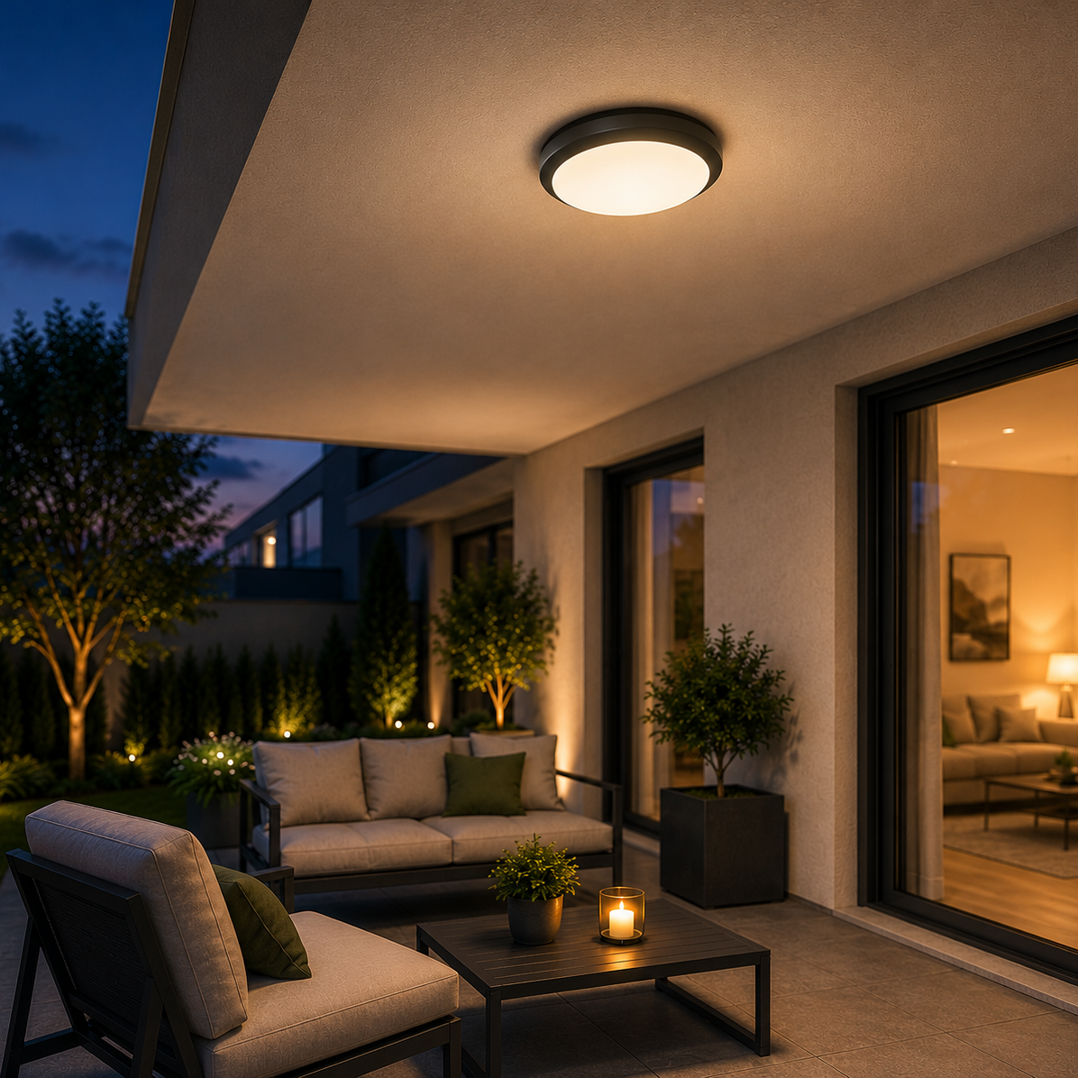 Plafoniera Exterior 1xE27 NAPOLI IP65 Black cu Senzor 5 Ani Garantie