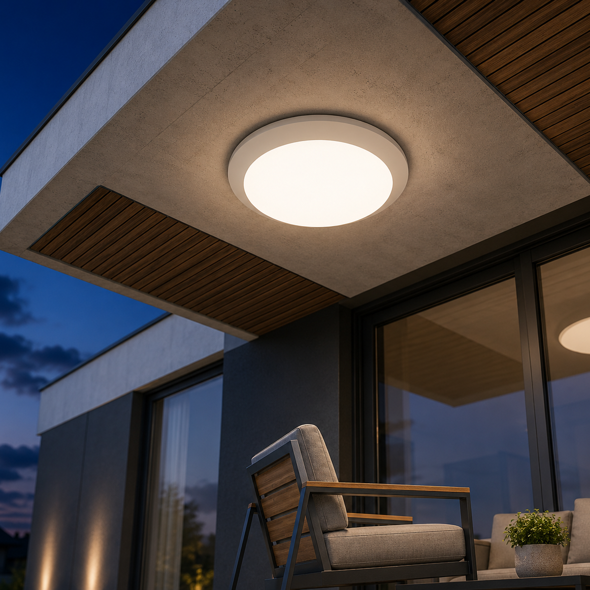 Plafoniera Exterior 1xE27 NAPOLI IP65 White cu Senzor 5 Ani Garantie