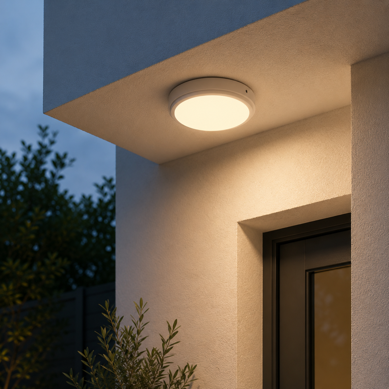 Plafoniera LED White Bulkhead 18W, 22cm, IP65, CCT, 2020lm cu Senzor