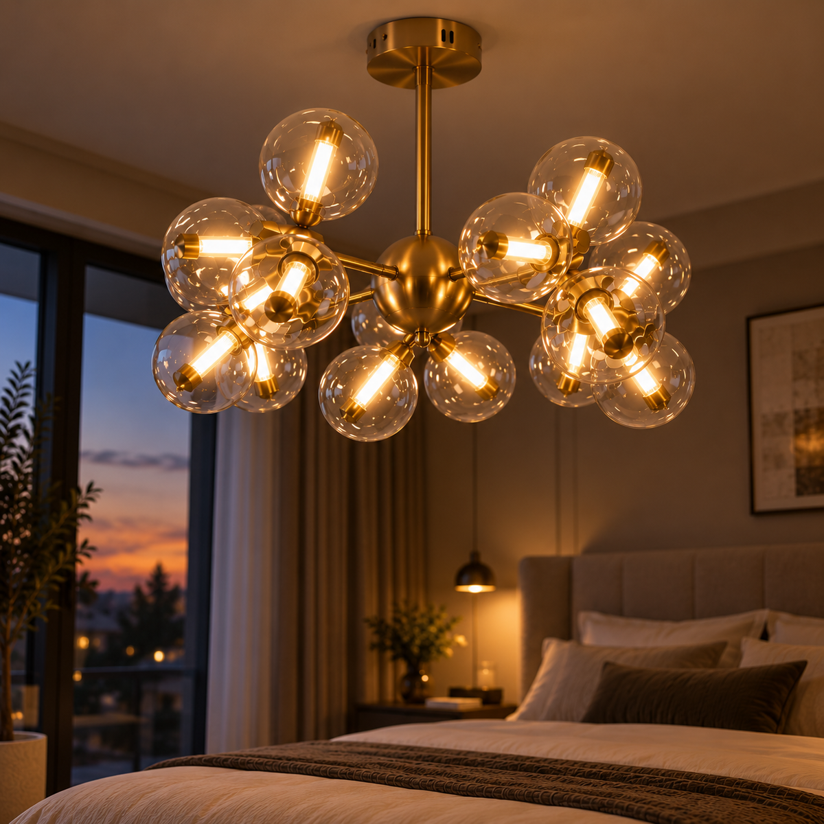 Lustra LED Abajur ELITE Gold Echivalent 150W