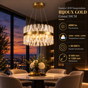 Lustra LED Suspendata Bijoux Gold Cristal Telecomanda 50CM