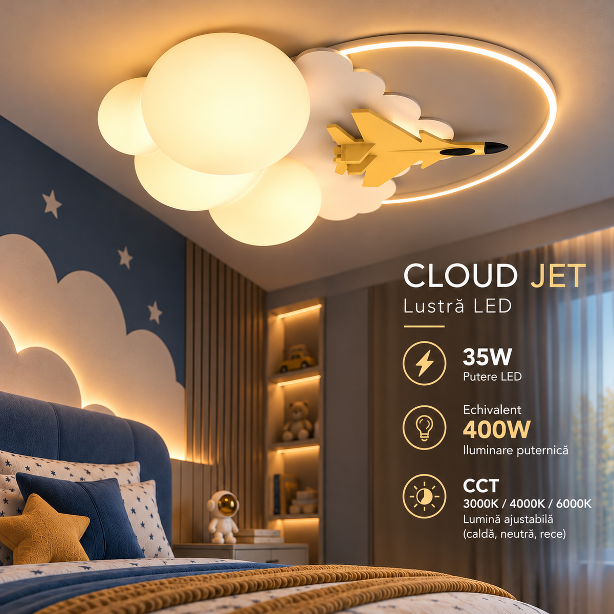 Lustra LED 35W CLOUD JET CCT Echivalent 400W