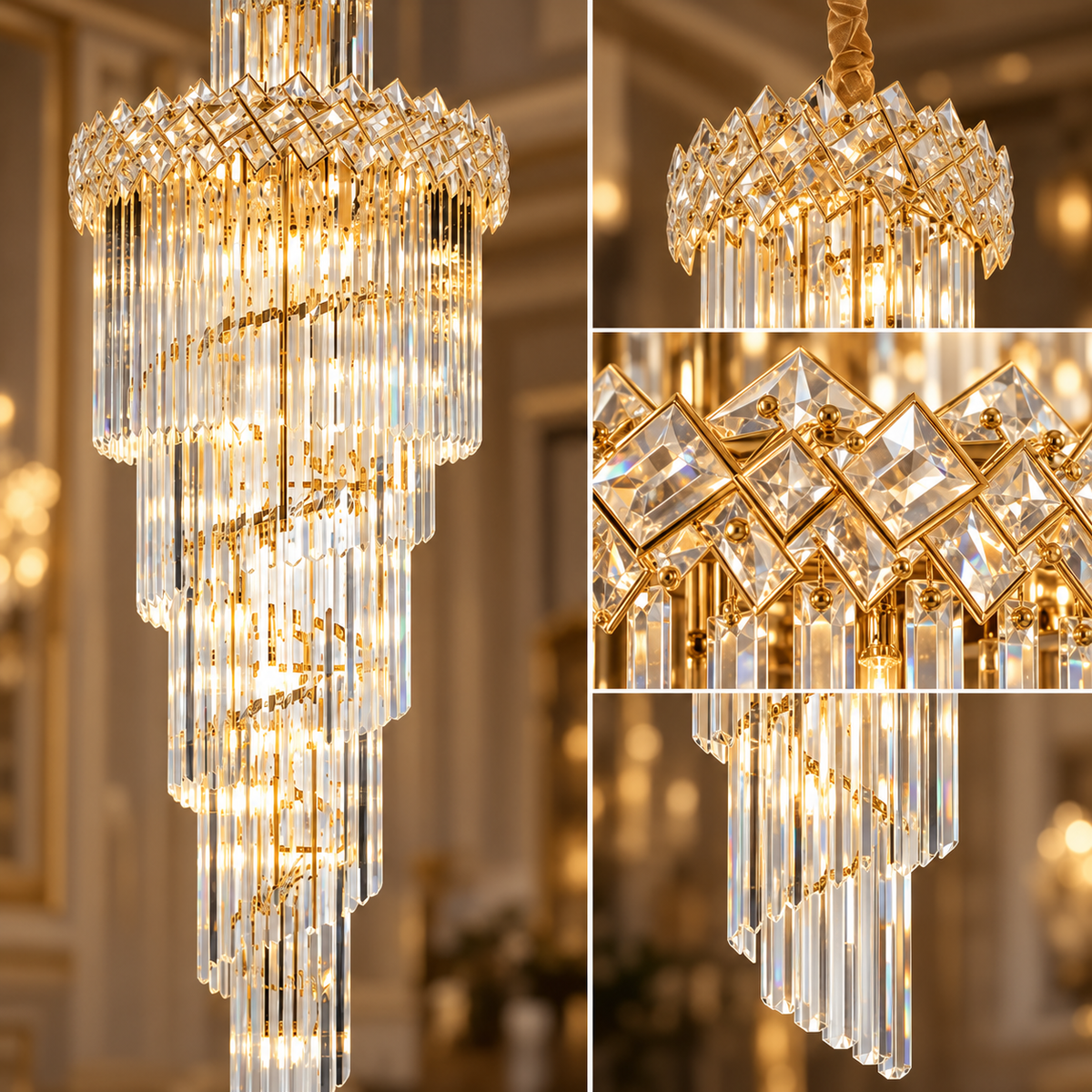 Candelabru Cristal LUXURY Malli Gold 180cm