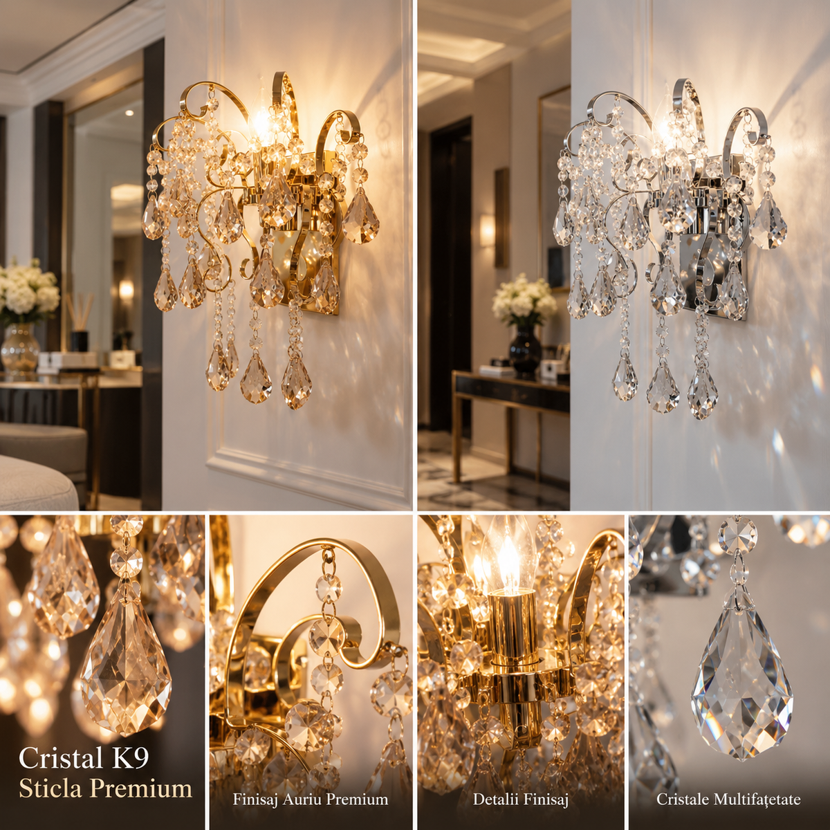 Aplica Perete Cristal MONACO Gold