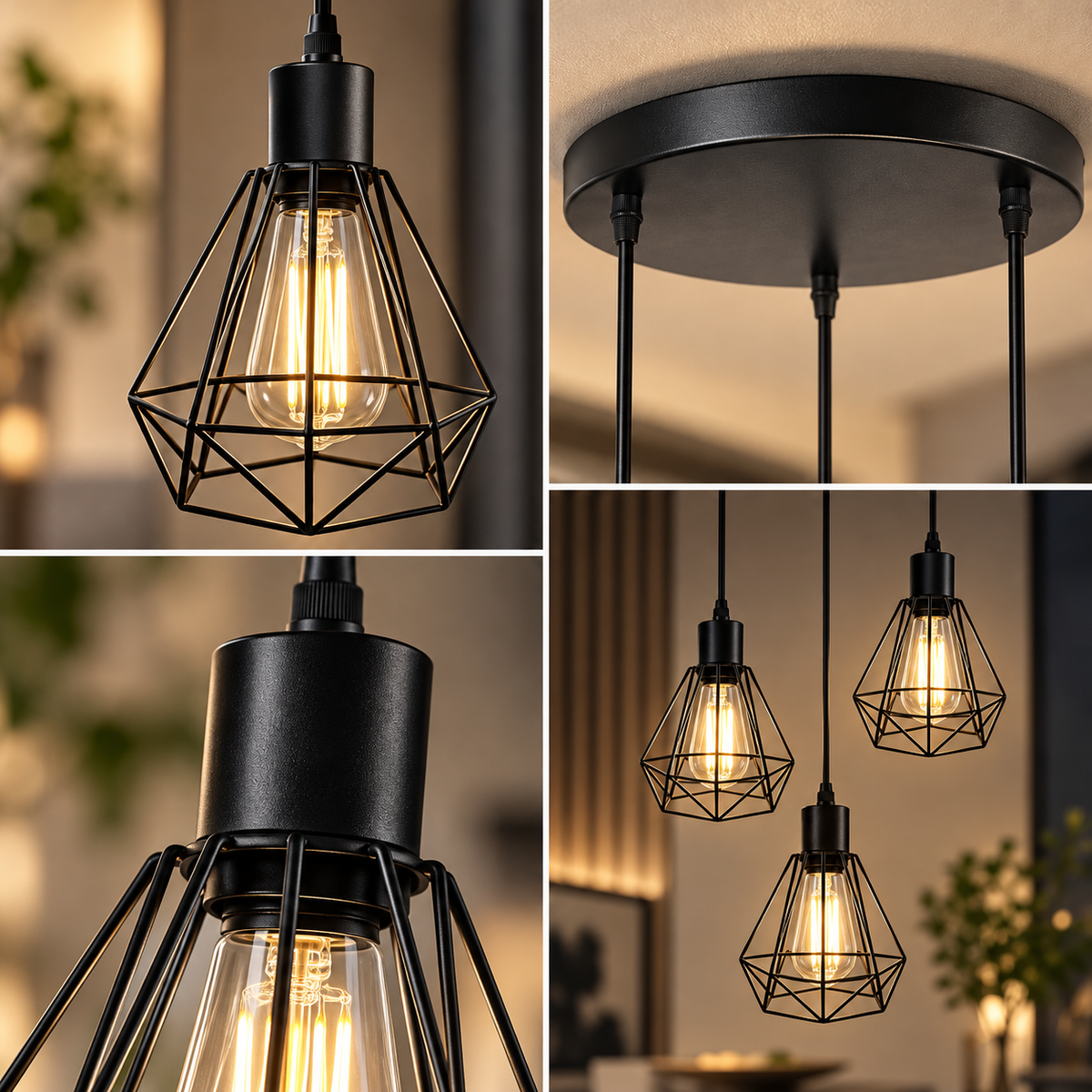 Lustra ELLI Vintage Black Suport Rotund