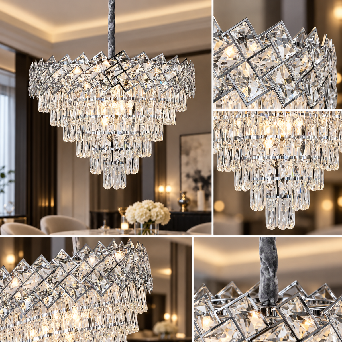 Candelabru Cristal Malli Silver 60cm