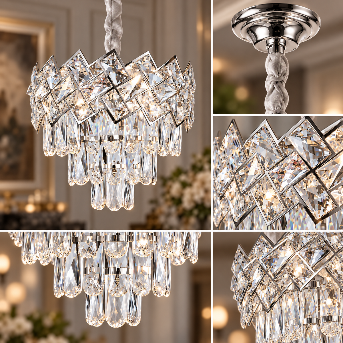 Candelabru Cristal Malli Silver 30cm