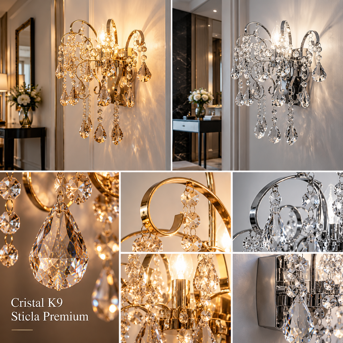 Aplica Perete Cristal MONACO Silver
