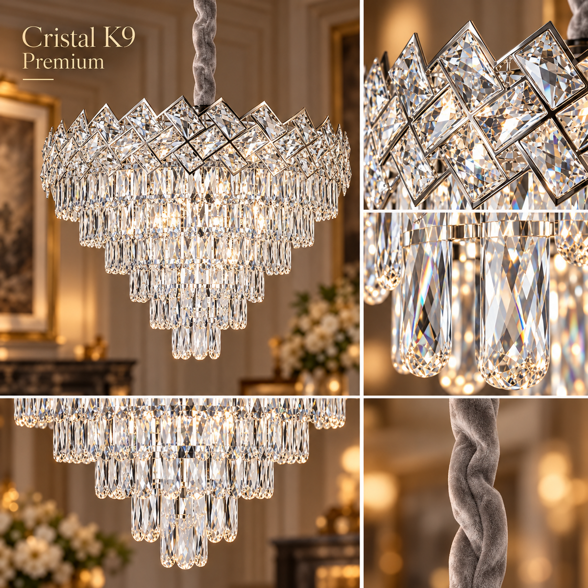Candelabru Cristal MALLI Silver ⌀80CM