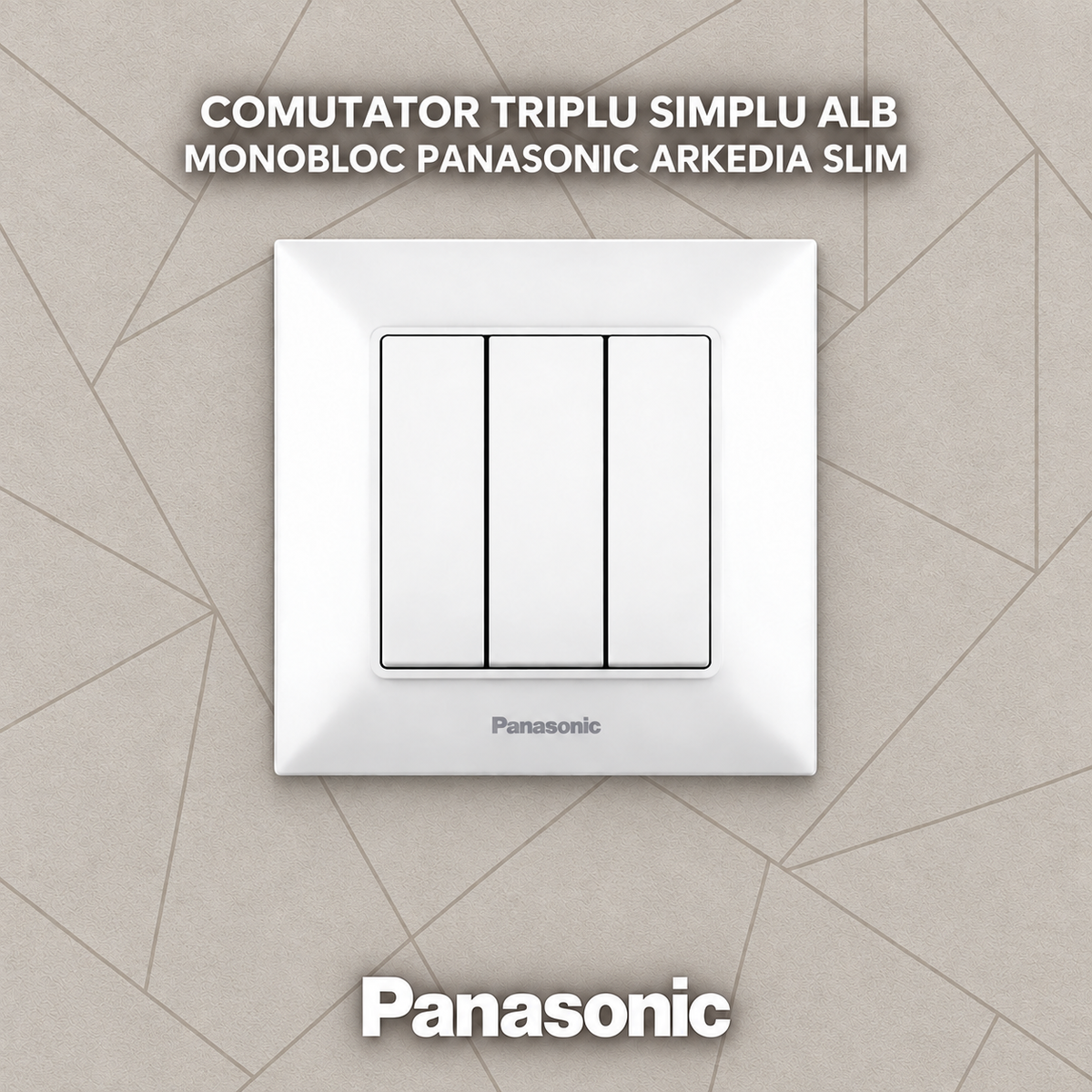 Comutator Triplu Simplu Alb Monobloc Panasonic Arkedia Slim