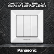 Comutator Triplu Simplu Alb Monobloc Panasonic Arkedia