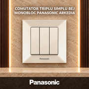 Comutator Triplu Simplu Bej Monobloc Panasonic Arkedia