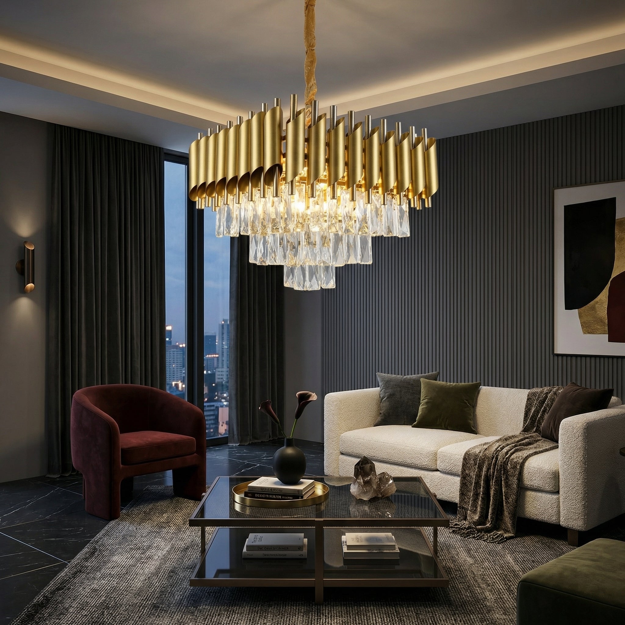 Candelabru Cristal GOLD PANTHER 6xE14 400mm