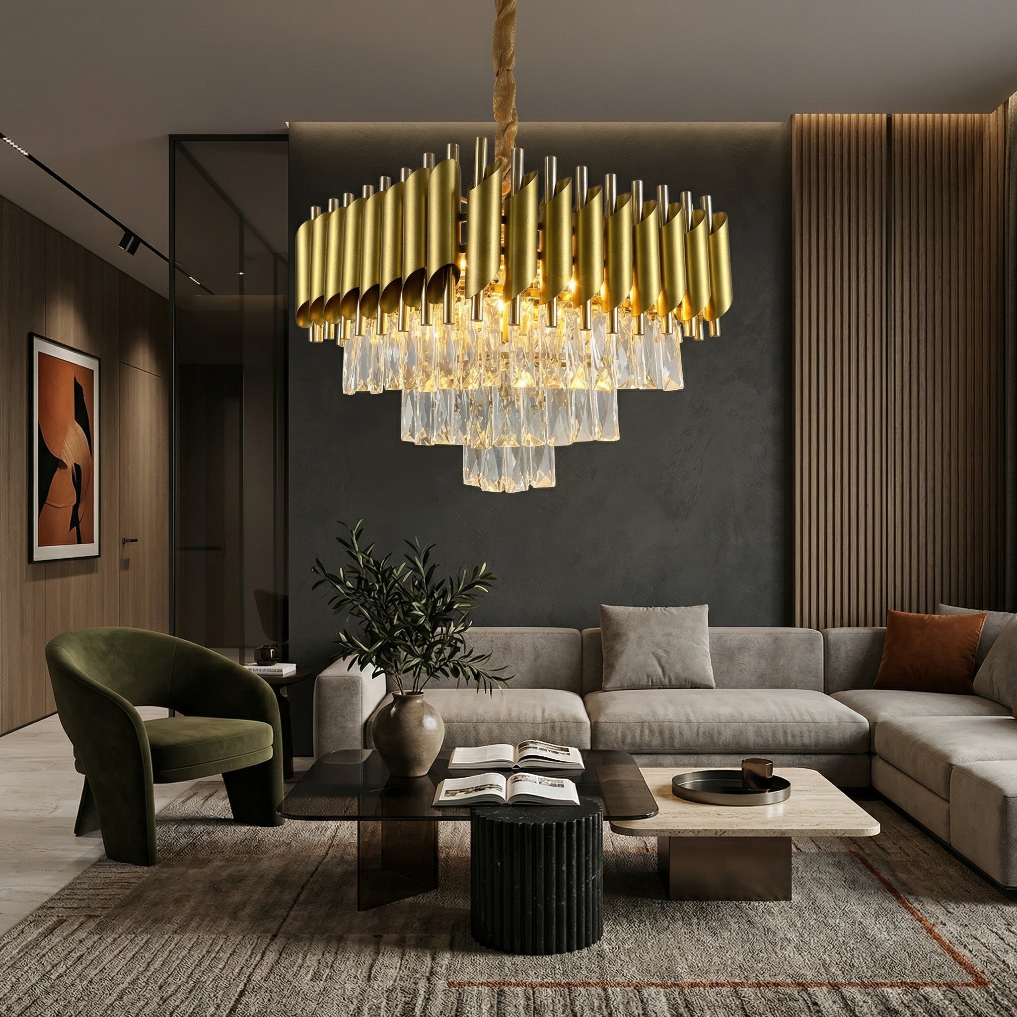 Candelabru Cristal GOLD PANTHER 6xE14 400mm