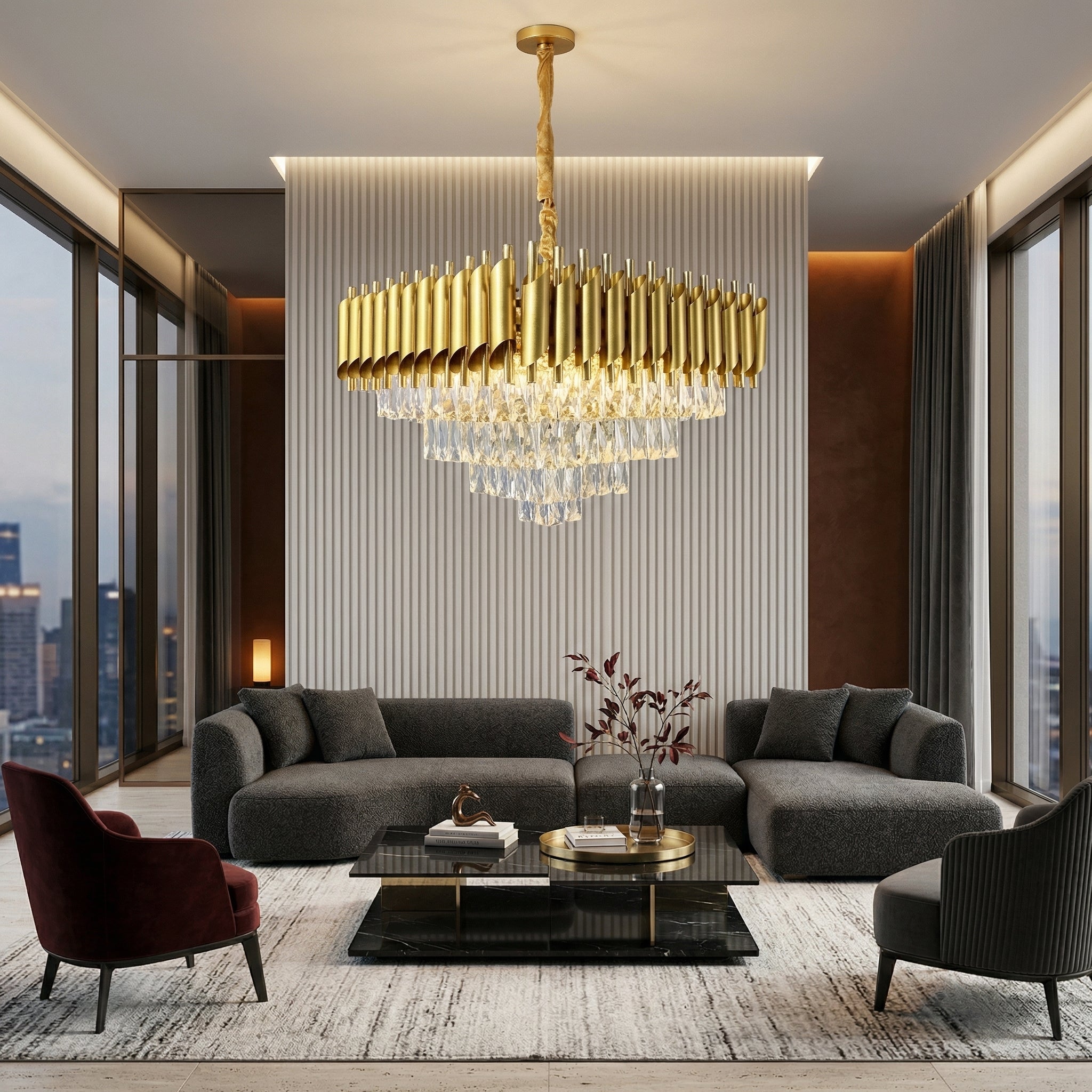 Candelabru Cristal GOLD PANTHER 10xE14 600mm