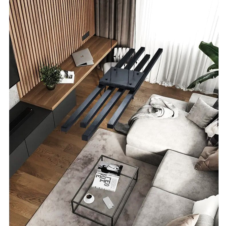 Lustra LED Suspendata 4 Linnes Black Echivalent 400W Telecomanda