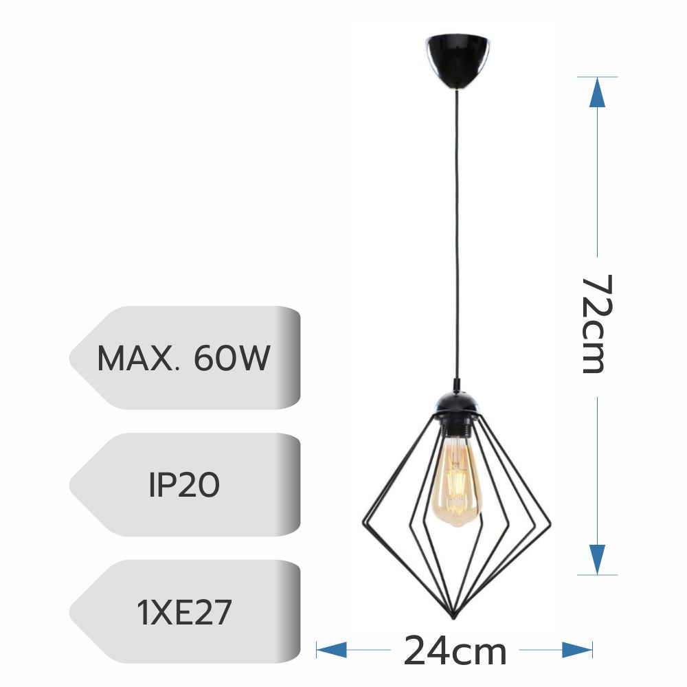 Pendul LINA 1xE27 Black