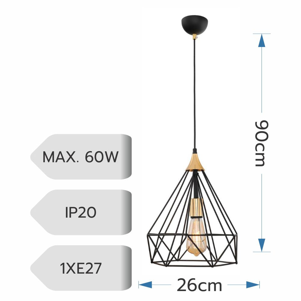 Pendul SUDE 1xE27 Black