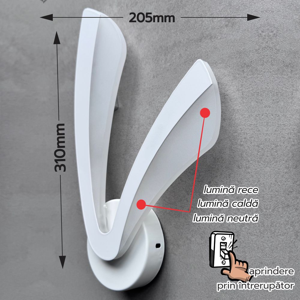 Aplica LED Model Deosebit Alba Echivalent 150W