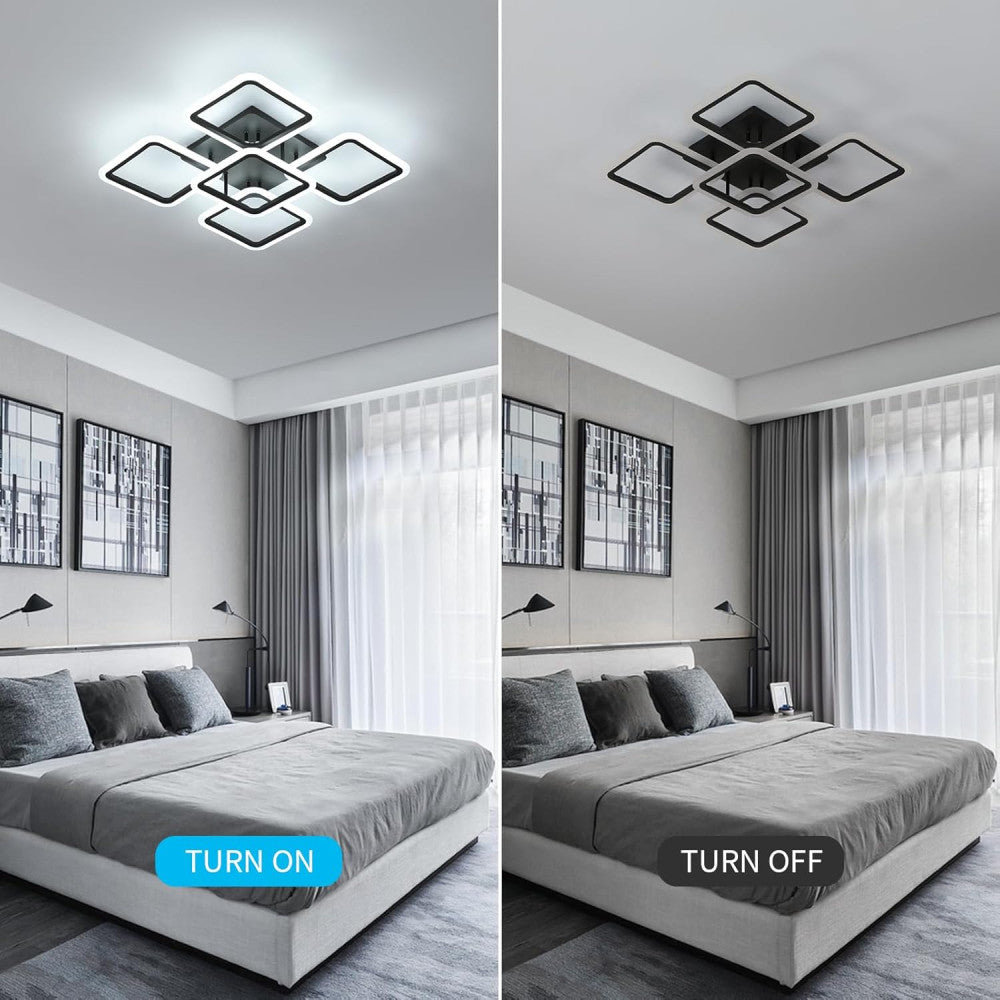 Lustra LED 4+1 Big SQUARE BLACK 60CM Echivalent 850W Telecomanda