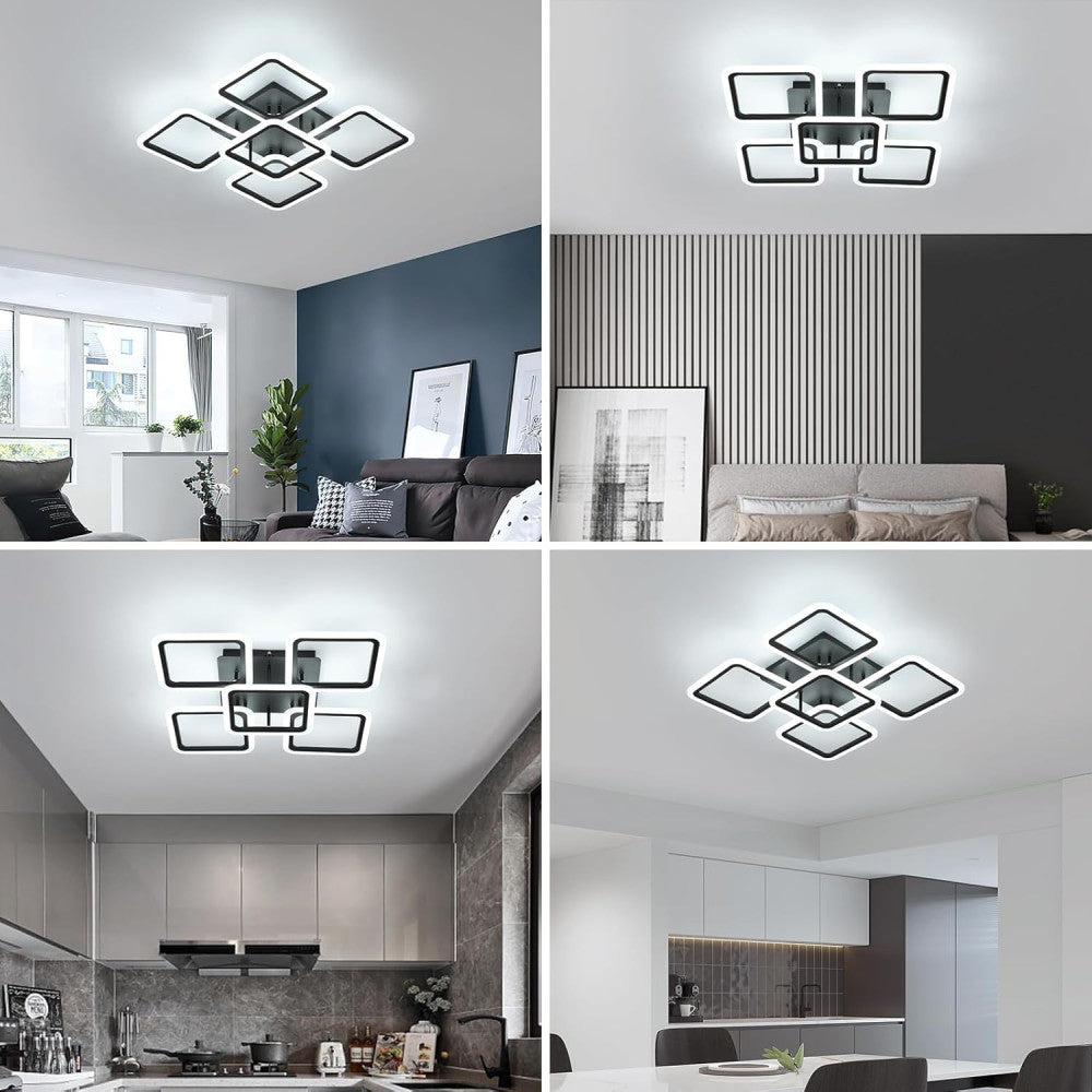 Lustra LED 4+1 Big SQUARE BLACK 60CM Echivalent 850W Telecomanda