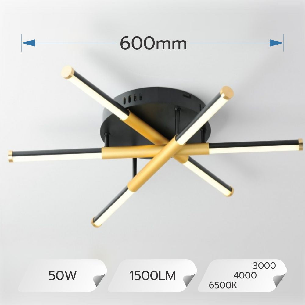 Lustra LED RIVIERA Gold&Black Echivalent 100W Telecomanda