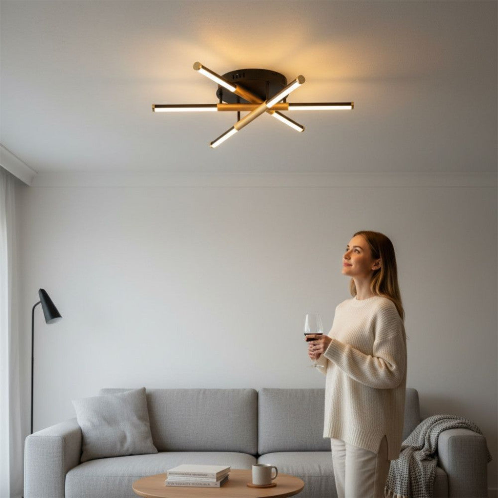 Lustra LED RIVIERA Gold&Black Echivalent 100W Telecomanda