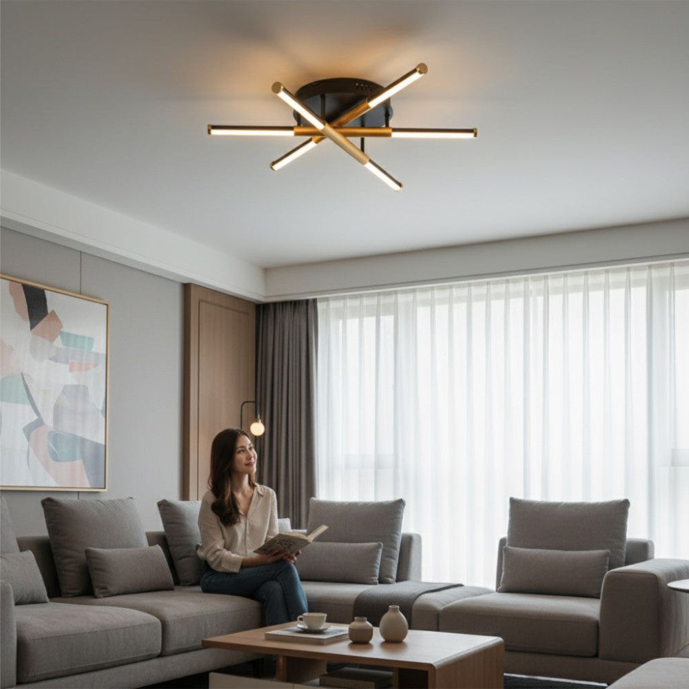 Lustra LED RIVIERA Gold&Black Echivalent 100W Telecomanda