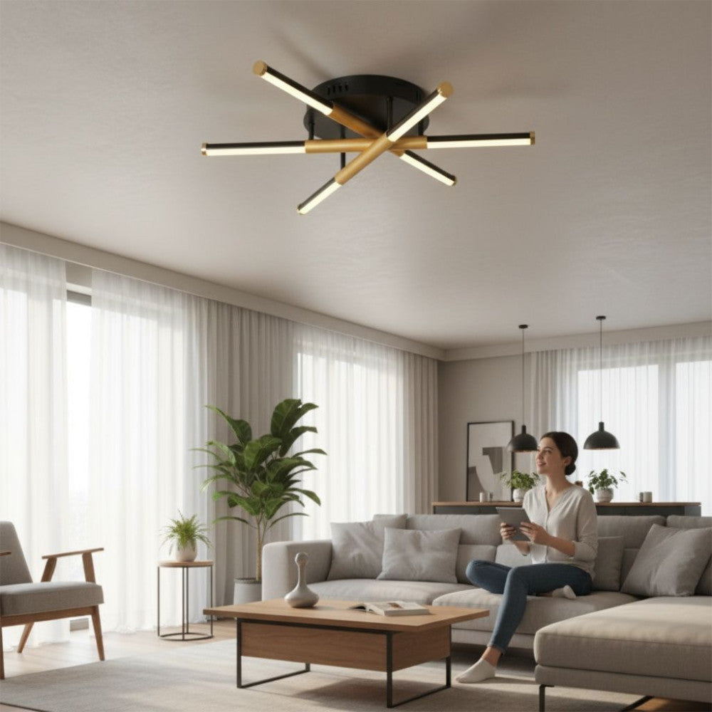 Lustra LED RIVIERA Gold&Black Echivalent 100W Telecomanda