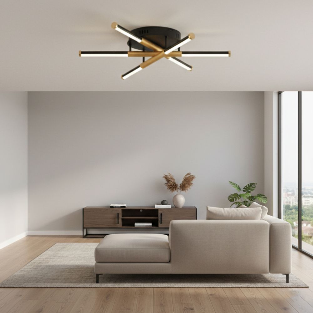 Lustra LED RIVIERA Gold&Black Echivalent 100W Telecomanda