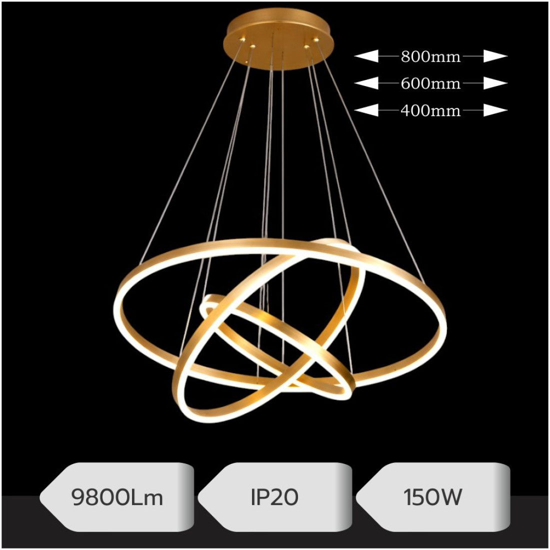 Lustra LED WONDERLAND Gold 3 Segmente XXL Echivalent 1000W
