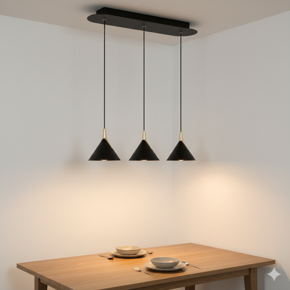 Lustra LED Suspendata GEMINI Echivalent 150W Black&Gold