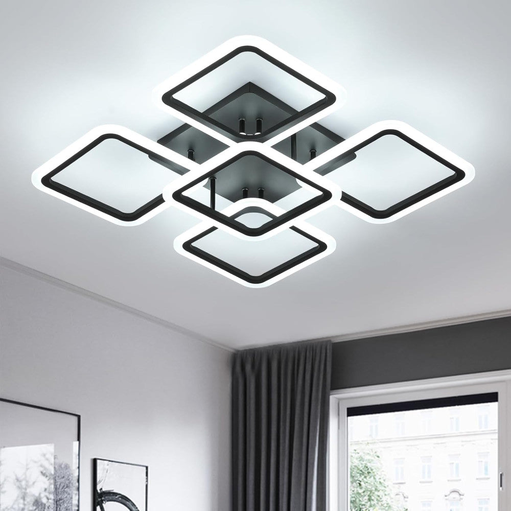Lustra LED 4+1 Big SQUARE BLACK 60CM Echivalent 850W Telecomanda