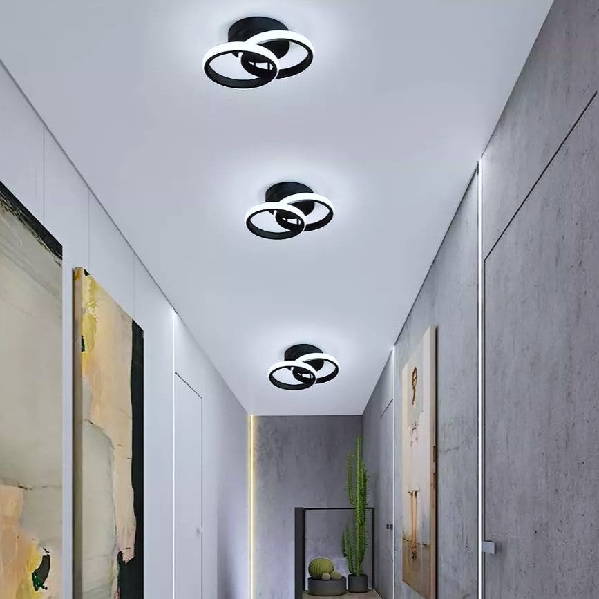 Lustra LED 28W Double RING Negru Echivalent 150W