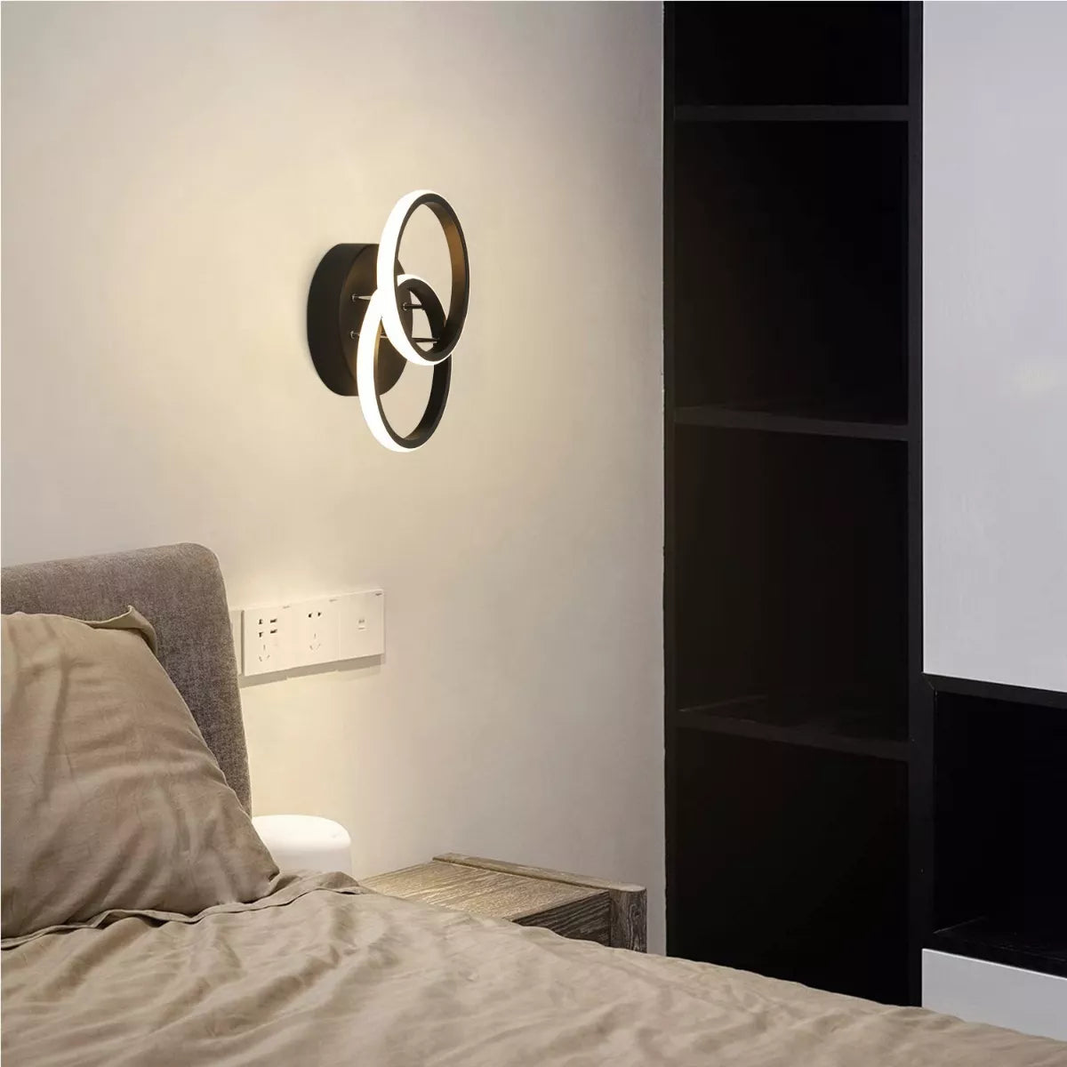 Lustra LED 28W Double RING Negru Echivalent 150W