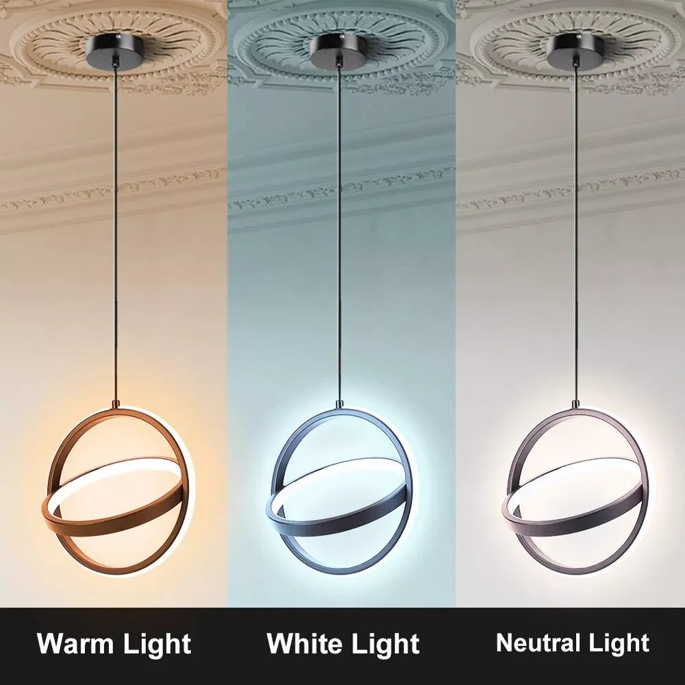 Lustra Led Suspendata Infinity Rings Black Echivalent 200W Led Ceiling Light