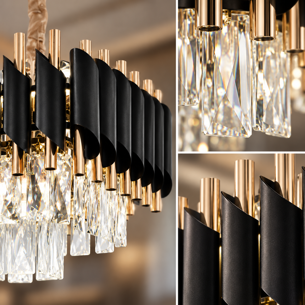 Candelabru Cristal Black Panther Square 300mm