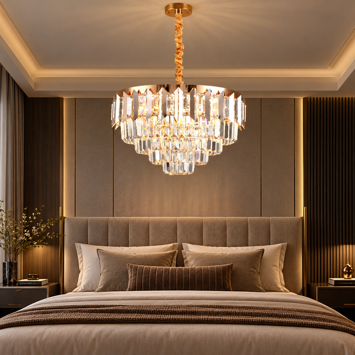 Lustra LED GOLD SHINE Cristal Echivalent 600W Montaj Aplicat/Suspendat