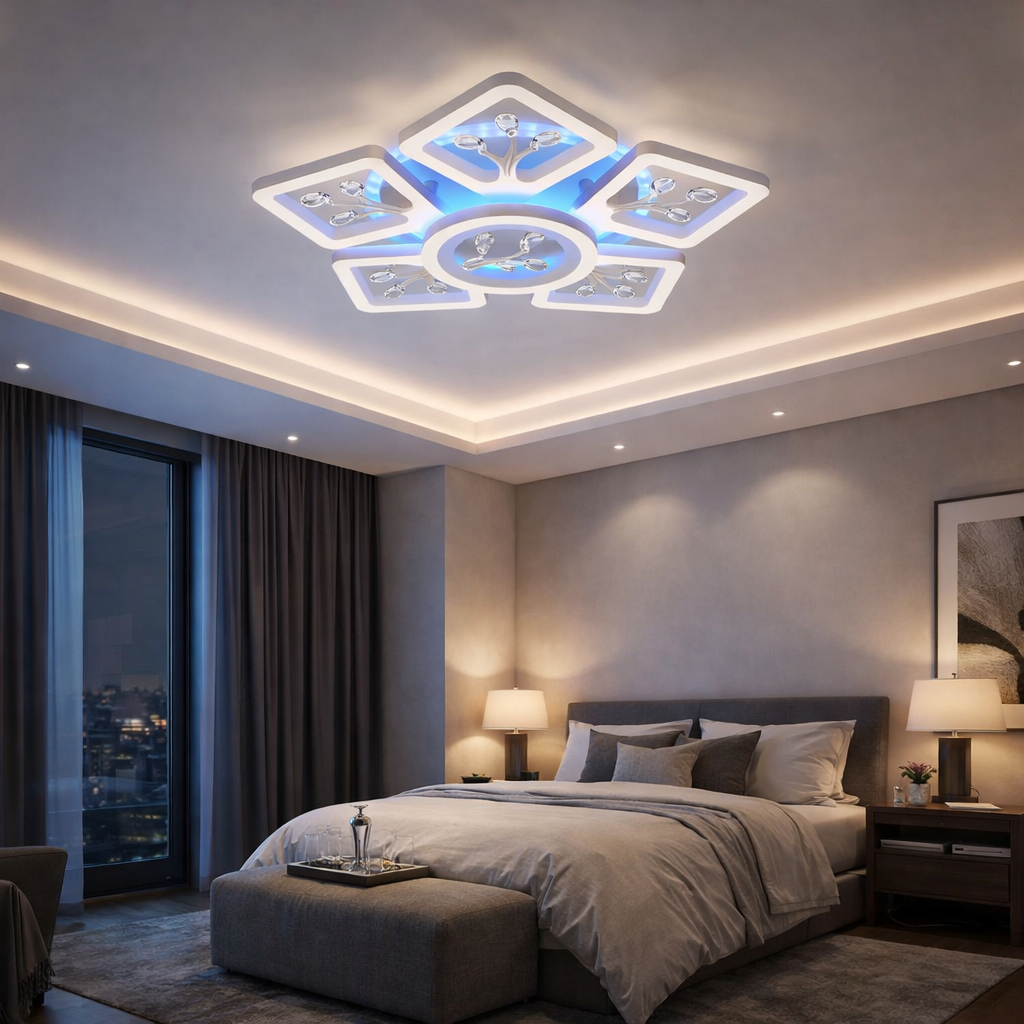 Lustra LED LEAVES RGB Echivalent 600W Telecomanda